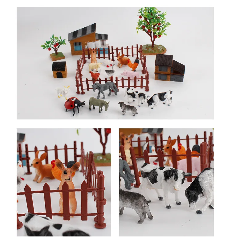 Farm play house toys diy sand table decoration tree animal model ranch scene set children's educational | Игрушки и хобби