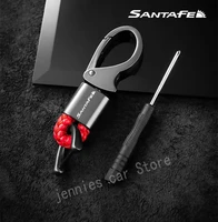 for hyundai santafe 2017 2018 2019 2020 car accessories key keyring metal car leather key for hyundai santafe accessories