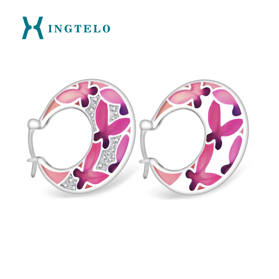 

XINGTELO 925 Sterling Silver Circle Earrings for Women Crystal Earrings Sweet Party Jewelry Valentine's Day Gifts for Girls