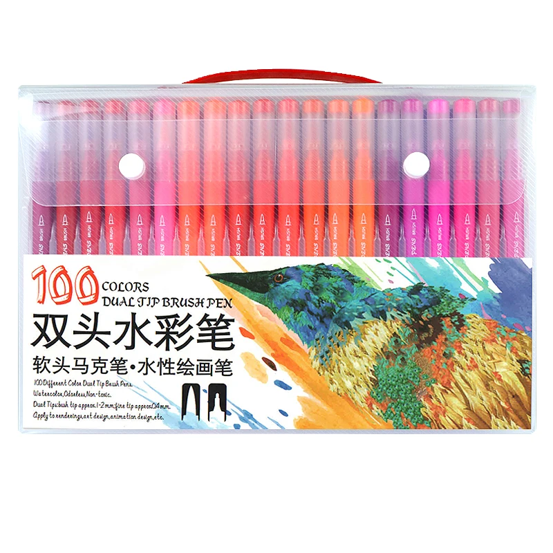 100 Colors Colorful 100 шт цветные маркеры для рисования кисти и карандаши для рисования акварелью ручки для раскрашивания манга канцелярские принадлежности для каллиграфии - Цвет: 100 Colors Colorful
