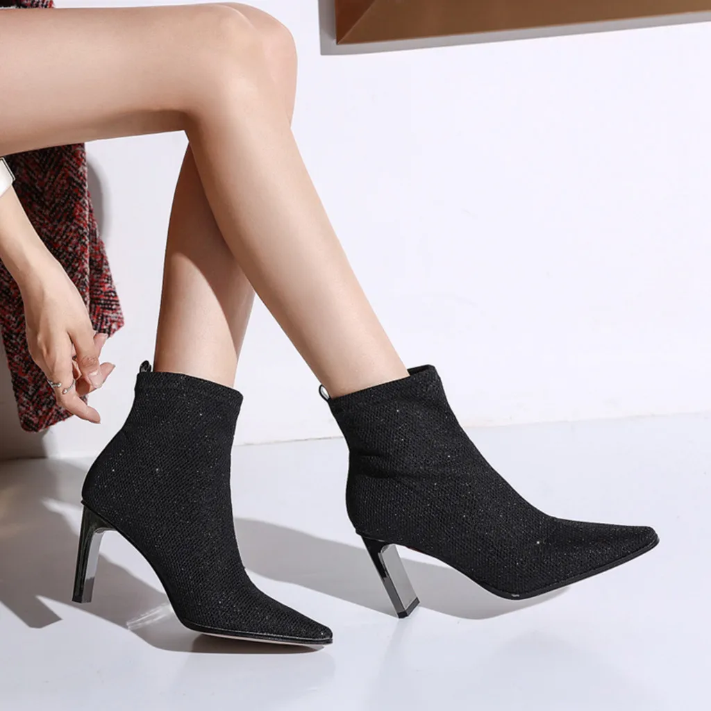 Женские ботинки на высоком каблуке большие Size34-40 модные женские для молодых