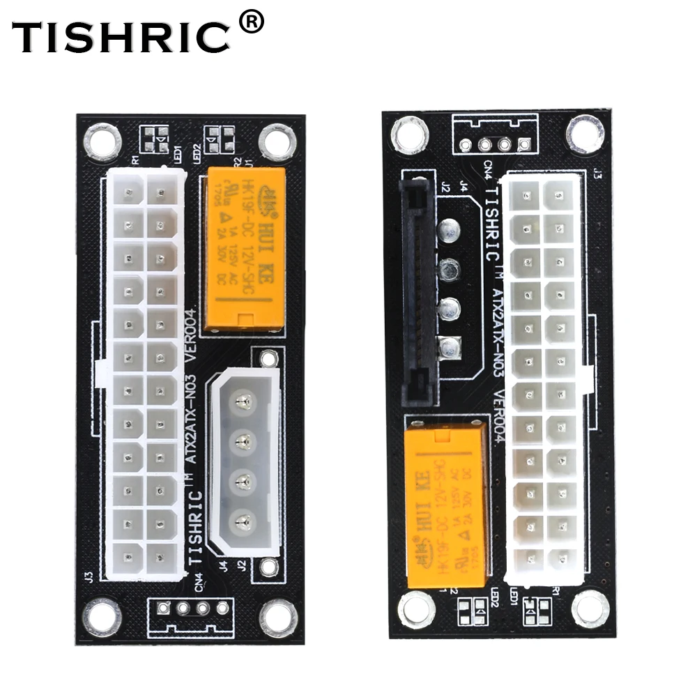 

TISHRIC 5/10 шт., двойной блок блока питания, синхронизатор блоков ADD2PSU ATX, 24 контакта на 4 контакта, соединитель Molex, переходник для майнинга