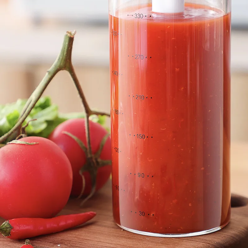 

Sauce Syrup Dispenser Bottle Glass Olive Oil Dispenser with Wide Neck Press Pumps Head Kitchen Supplies TRYC889