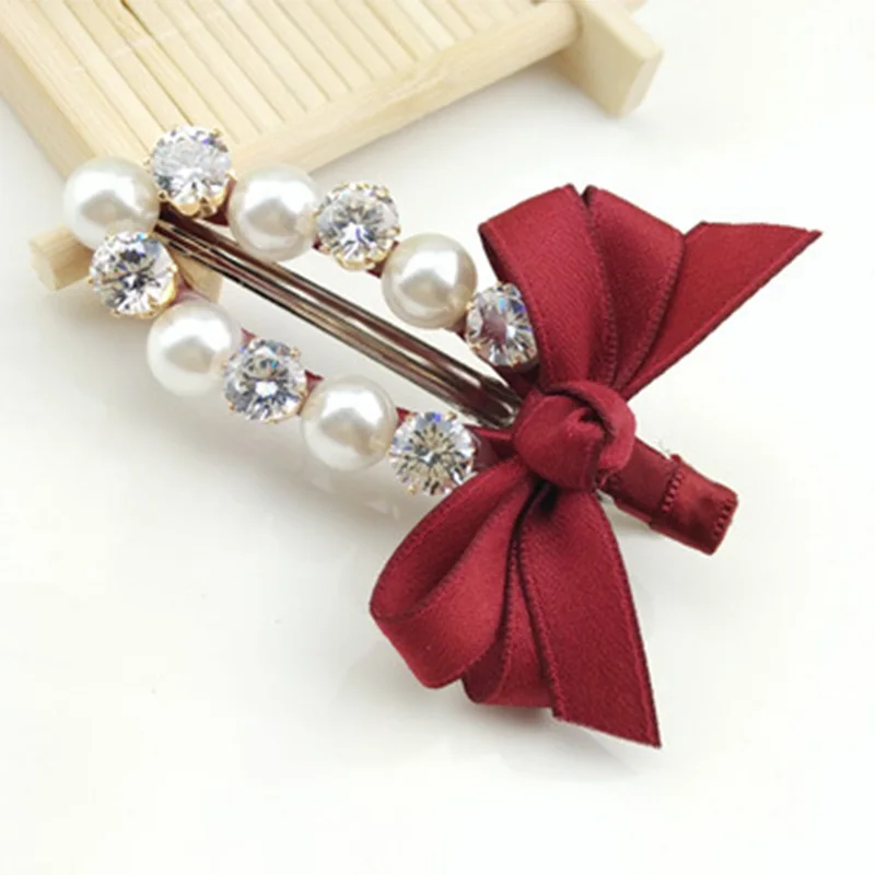 1 Pcs Pearl Metal Women Hair Clip Bobby Pin Barrette Hairpin Hair Accessories Beauty Styling Tools Dropshipping New Arrival Hot - Цвет: RED