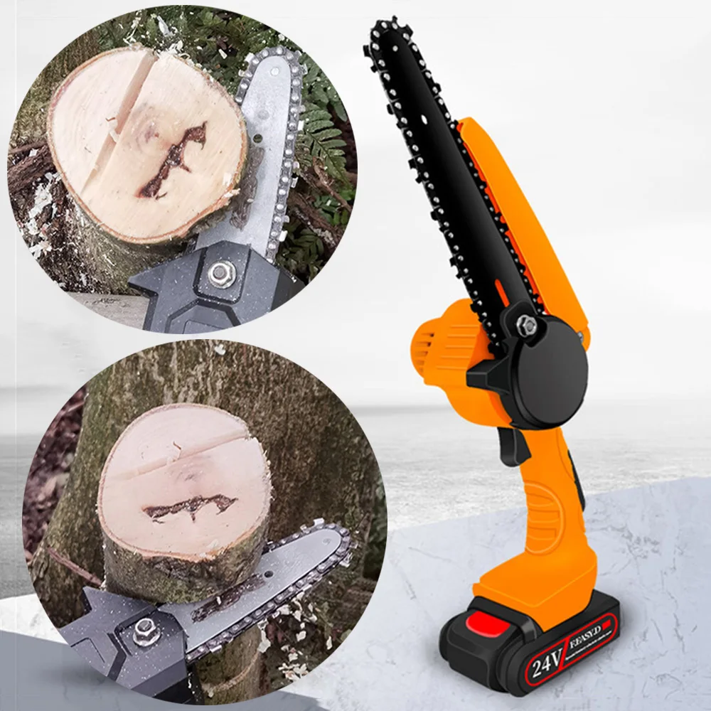 Фото - Mini Electric Saw Chainsaw 24V Cordless For Fruit Tree Woodworking Garden Tools With Batteries Handheld Wood Cutters Pruning Saw 16 8v 2700rpm mini electric chainsaw pruning saw 4 inch garden tree logging saw woodworking tools wood cutters for 18v battery