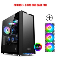 double sided steel glass computer case atxmatxitxhidden line board360 cold row position gaming pc case
