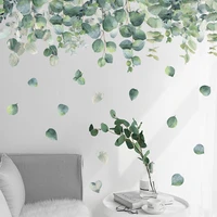 nordic style leaf wall sticker for bedroom self adhesive 3d green plant wall decal living room wall mural