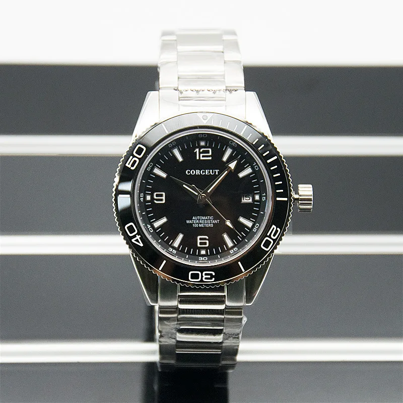 

2021 CORGEUT Brand 41mm Black Dial Sapphire Glass Ceramic Bezel Automatic Miyota Movement Stainless Steel Men's Mechanical Watch