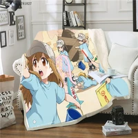 japan anime sherpa blanket working cell throw blanket picnic travel weighted blanket home cartoon square blanket for bedroom