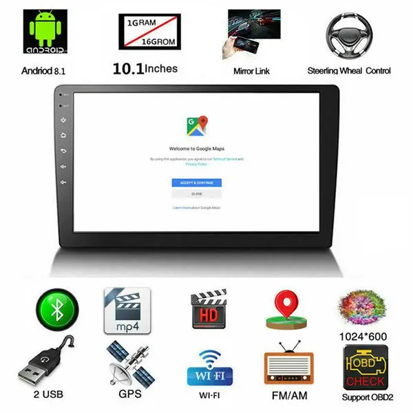 10,1 дюймов Android 8,1 Автомобильный Bluetooth Wifi Gps навигация четырехъядерный Радио Видео Аудио мультимедиа Mp5 плеер
