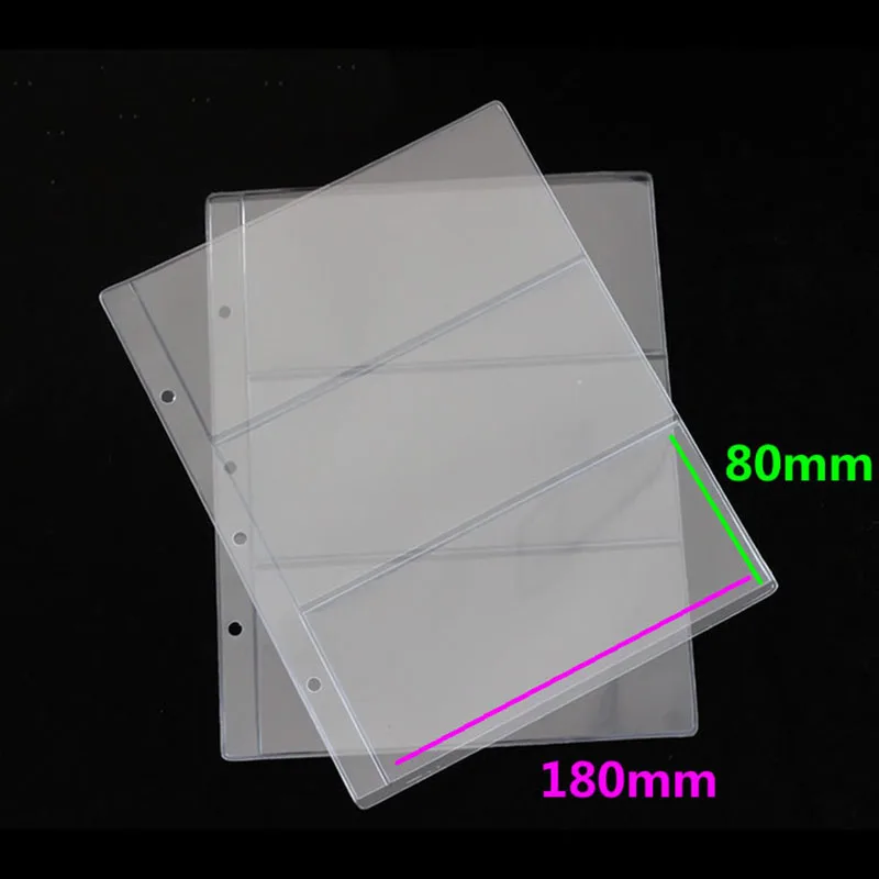 

1 Album Pages 3 Pockets Money Bill Note Currency Holder PVC Collection 180x80mm 87HB
