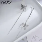 CIAXY 925 стерлингового серебра Асимметричная кисточкой полые бабочка серьги для женщин, супер длинными ушами линии серьги, модное ювелирное изделие