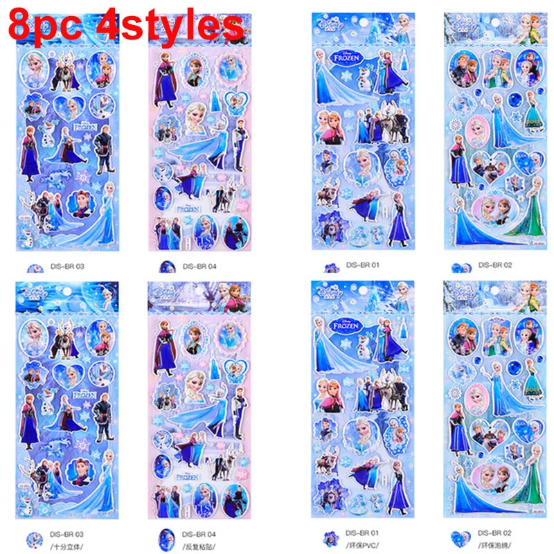 8pcs Alsa 4 шт./компл. 3D Белоснежка наклейки Принцесса София классическое украшение дневник украшение для ноутбука игрушки наклейки игрушки для детей - Цвет: 8pcs Alsa