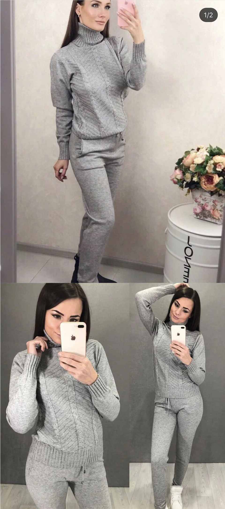 Зимние женские комплекты, пуловеры+ длинные штаны, костюм, спортивные костюмы, толстые теплые пуловеры с высоким воротом и длинные штаны для женщин, вязаные комплекты