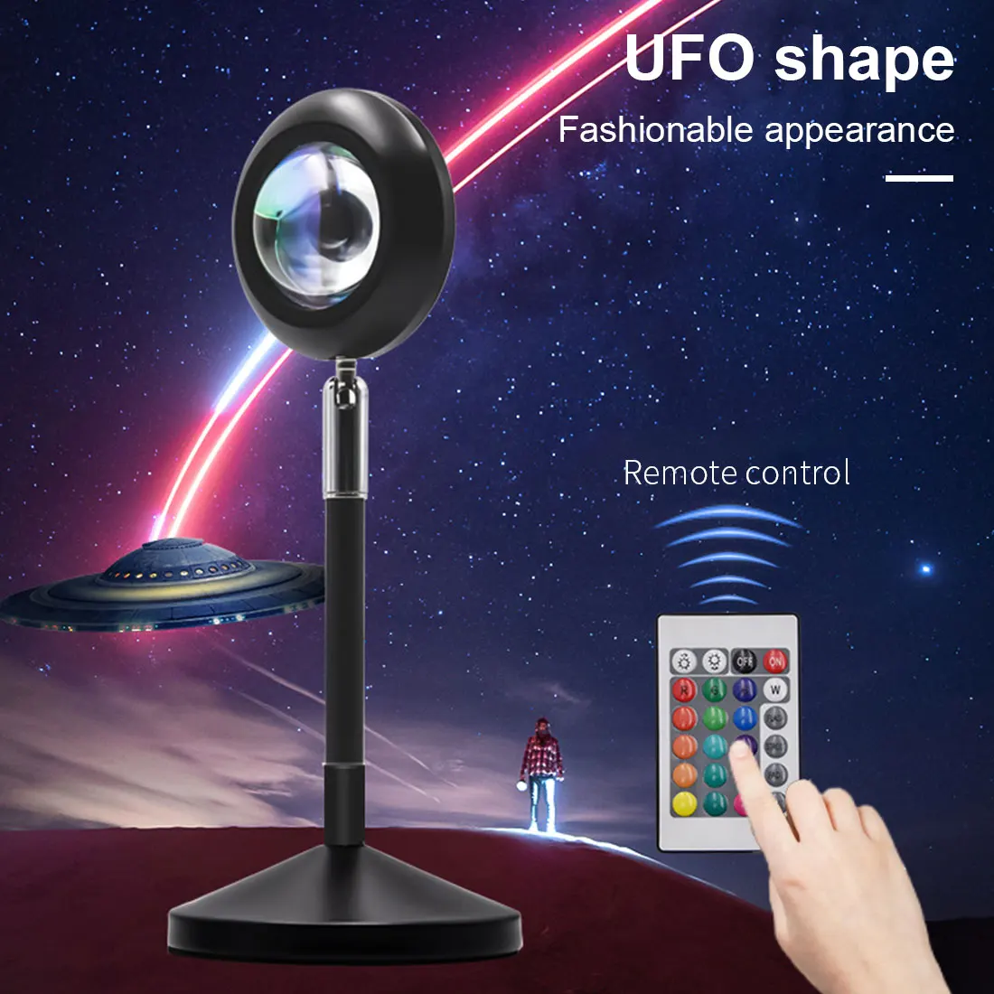 

RGB16 Color Sun Projection Desk Lamp USB Rainbow Sunset Red Projector Led Night Light for Bedroom Bar Wall Decoration Lighting