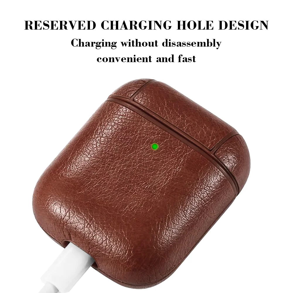 Protective Bag Leather Sleeve Cover Case Storage Earphone Portable For Apple AirPods 1/2 Charging Box Anti-Lost With Hook | Электроника