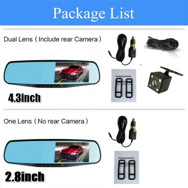 Car DVR Speedcam Rearview Mirror Camera Radar Detector Auto Video Recorder Full HD 1080P Dash Dual Lens Driving | Автомобили и