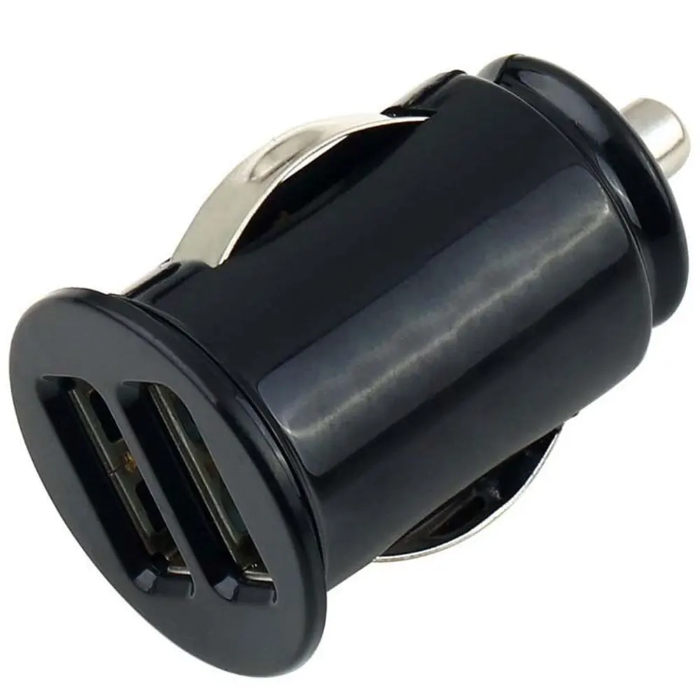 VEHEMO Mini Dual USB прикуриватель автомобильное быстрое зарядное устройство автомобильное зарядное устройство адаптер напряжения Адаптивное оригинальное автомобильное зарядное устройство телефон - Название цвета: Black
