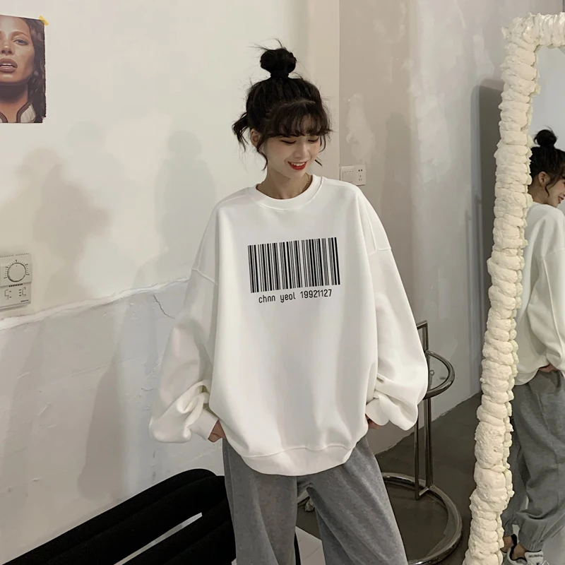 

XZ2350 2021 new Barcode personality relaxed casual hoodie female
