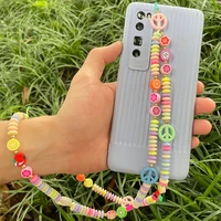 2021 new long phone chain colorful bead soft pottery acrylic smiley fruit love tassel pendant women unisex fashion jewelry