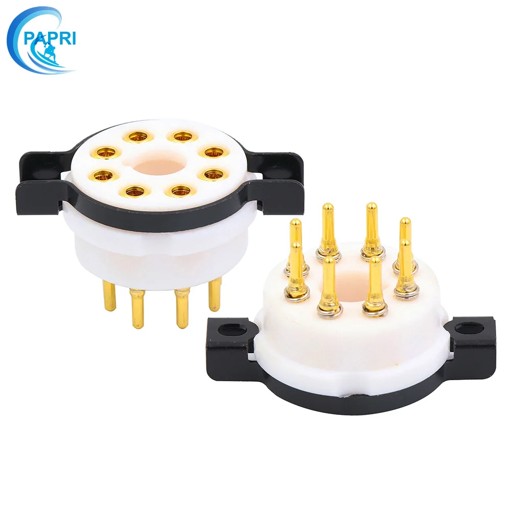 

PAPRI PRE-808-D TPFE 8Pin Tube Socket Beryllium Copper Gold Plated K8A Chassis Mount For KT66 KT88 6SL7 6SN7 6V6 274B Etc Vacuum