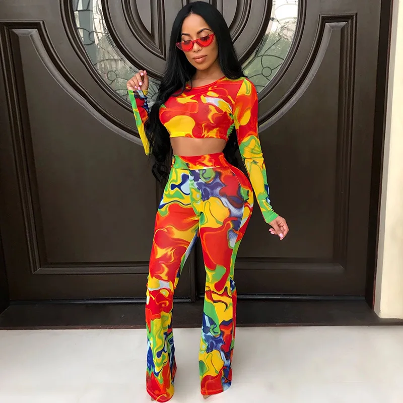 Повседневный леопардовый комплект из 2 предметов Женский костюм с длинным