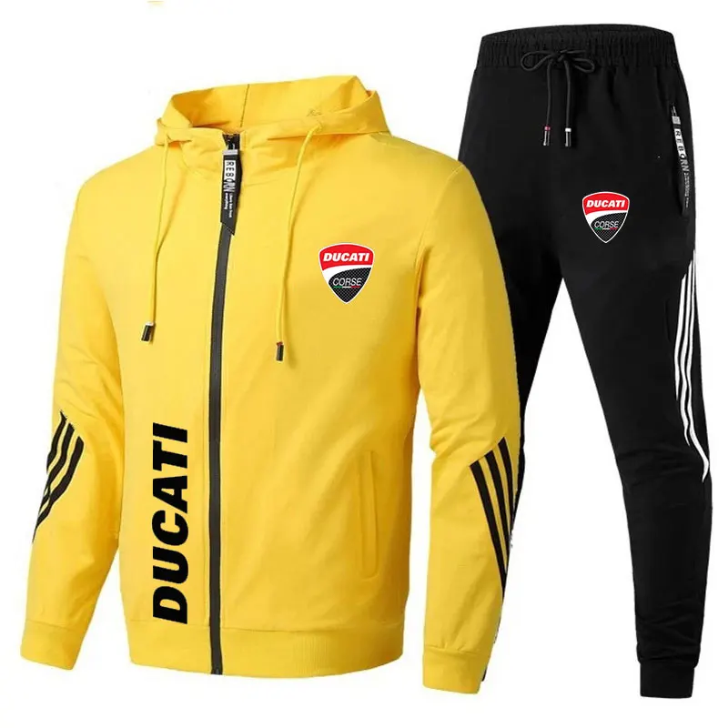 

2021 men's DUCATI motorcycle sportswear, men's suit spring and autumn fashion zipper hooded sweater suit