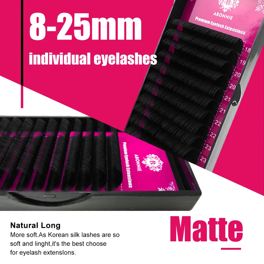 

Abonnie Classic Individual Eyelash Extension Premium Volume Eyelashes Matte Mega Lashes Extensions Mink Cilios for Beauty Makeup