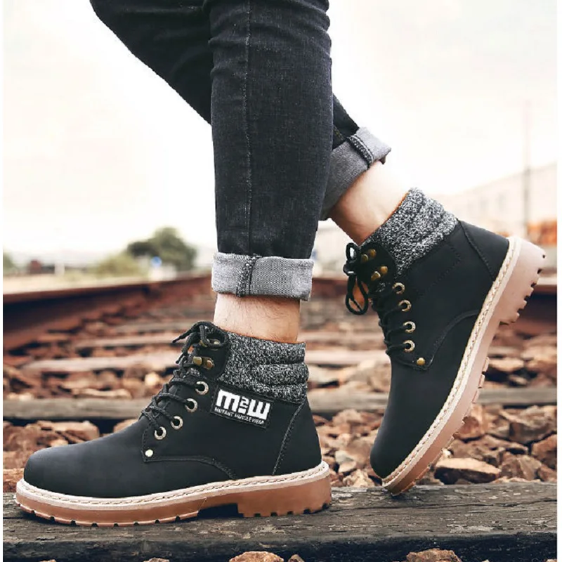 Мужские Зимние ботильоны Модные мужские повседневные ботинки в деловом стиле