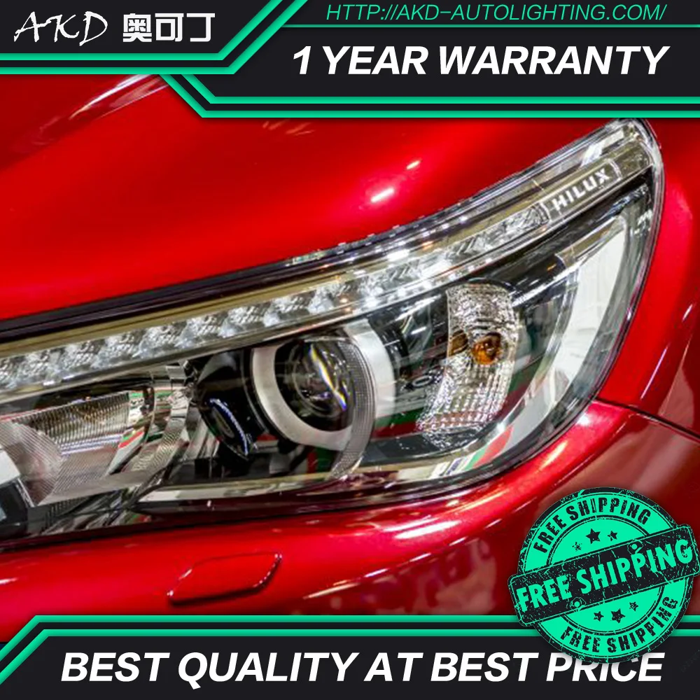 Автомобильные фары AKD для Toyota REVO Hilux светодиодные DRL ходовые огни биксеноновые луч