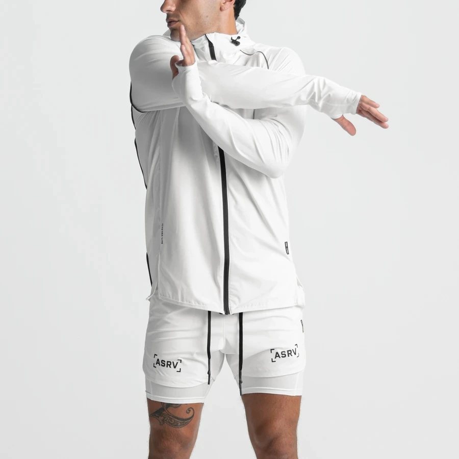 

Ветровка мужская с капюшоном, Спортивная тонкая верхняя одежда, защита от солнца, с капюшоном, брендовая одежда, на лето