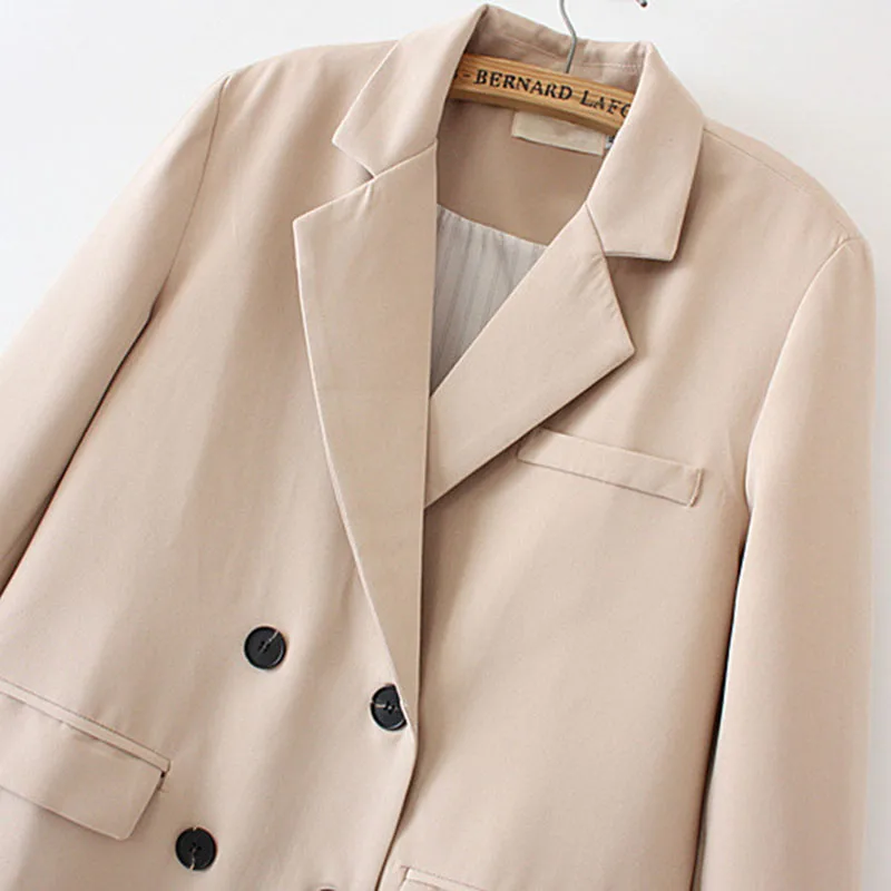 

Plus size Women's Blazer Suit Jacket Coat Spring New Casual Loose Long Sleeve Double breasted Formal Business Office Blazers