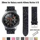 Ремешок Блестящий для наручных часов Samsung Galaxy Watch 42 мм, кожаный сменный Браслет для Active 2, браслет с блестками, Рождественский браслет