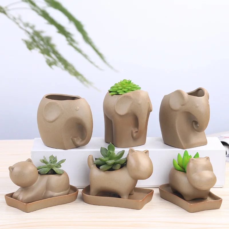 

Creative Animal Cartoon Stoneware Plants Desktop Pot Ceramic Succulents Pots for Office Decor In Door Planter