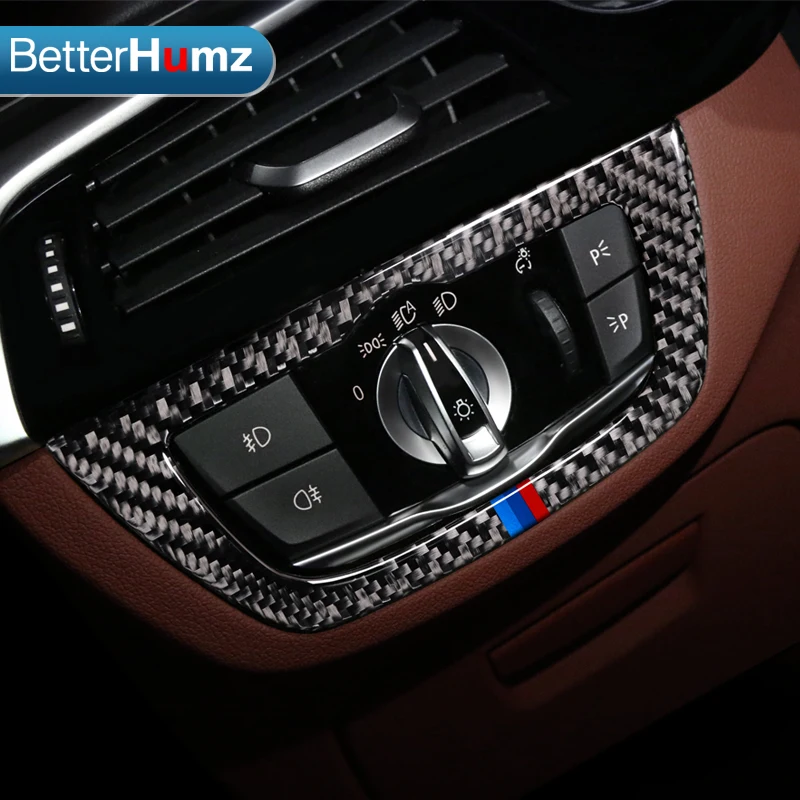 BetterHumz наклейка из углеродного волокна на рамку переключателя фары для BMW G30 5
