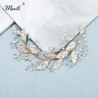 miallo leaf rhinestone headband for women bridal wedding hair accessories gold color hair jewelry headpiece bridesmaid gift