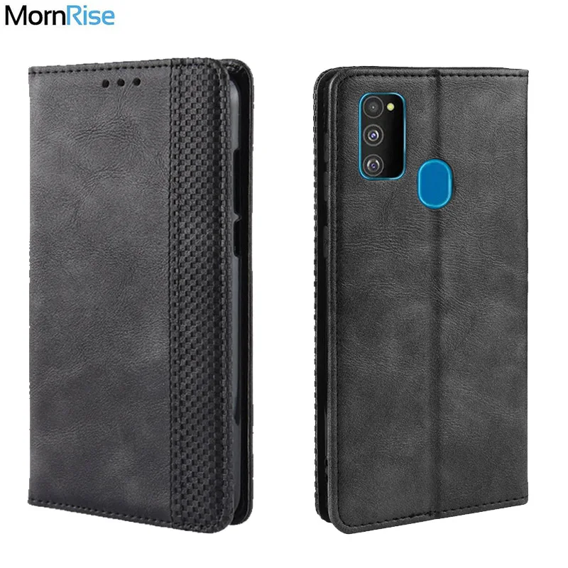 Тонкий кожаный чехол-книжка с магнитной застежкой в стиле ретро для Samsung Galaxy M30S M31