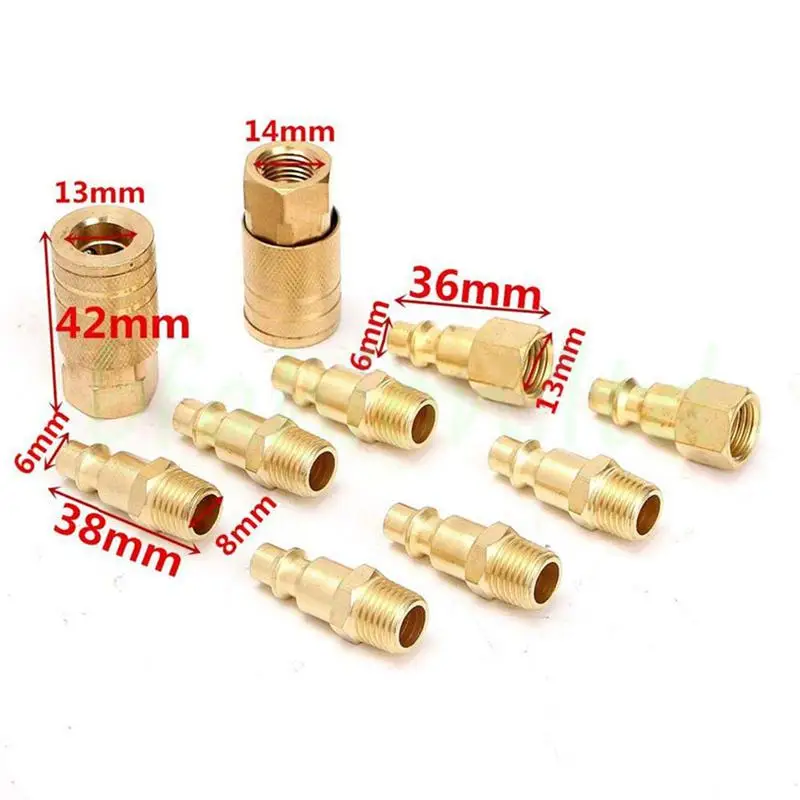 

10 PCs USA Style Brass Quick Realease Air Line Coupler Connector Set For Compressor Tools