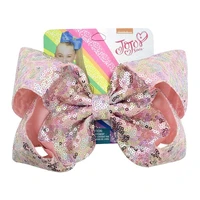 8 sequin rainbow jojo siwa bow with hair clip for girls kids handmade boutique knot jumbo hair bow hairgrips hair accessories