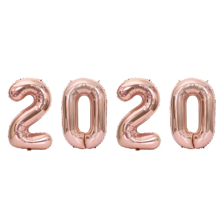 4 шт./лот 32 дюйма 2020 количество фольги шары золото серебро Радуга цифры воздушные