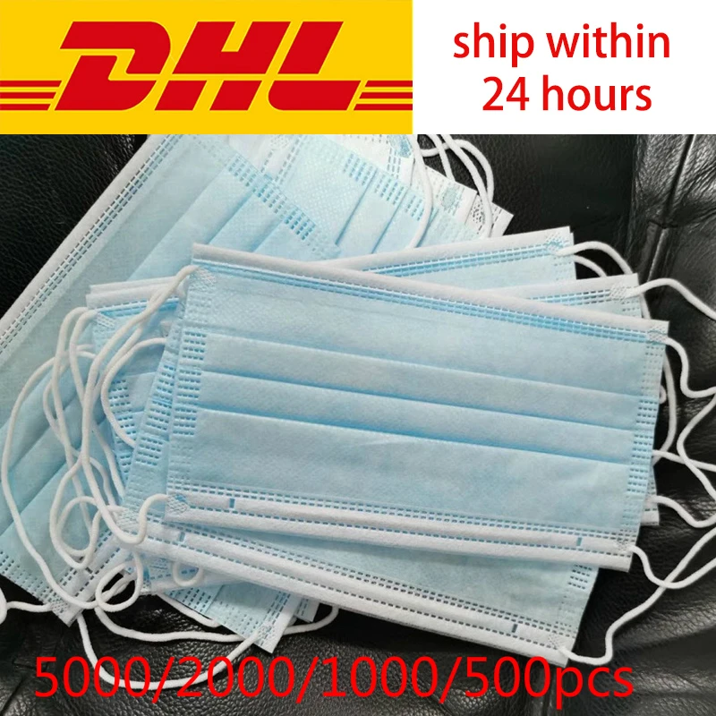 Одноразовые трехслойные маски для лица рта и защиты от пыли ушей 5000/2000/1000/500 шт.