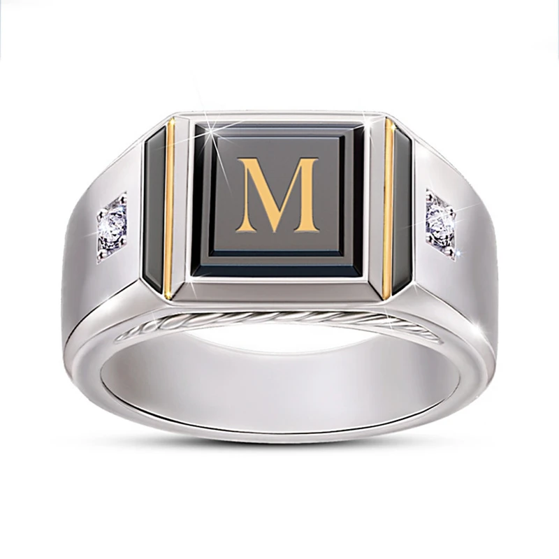 Модное роскошное мужское кольцо в форме м серебряного цвета классические