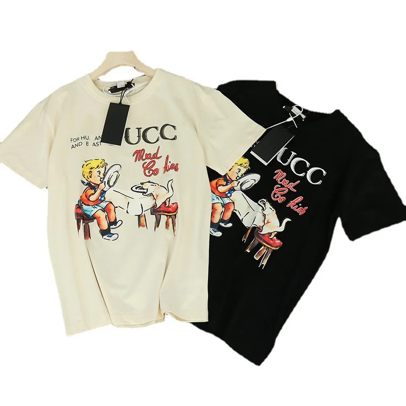 

Summer 2021 New G Home Cartoon Oil Painting Kids Crazy Biscuits Men And Women Loose Casual Short-sleeved T-shirt Women