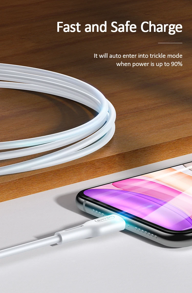 USAMS для usb c к Lightning зарядный кабель для iPhone xs max xr 8 7 6s plus 5S 11 apple ipad pro быстрое зарядное устройство pd кабель