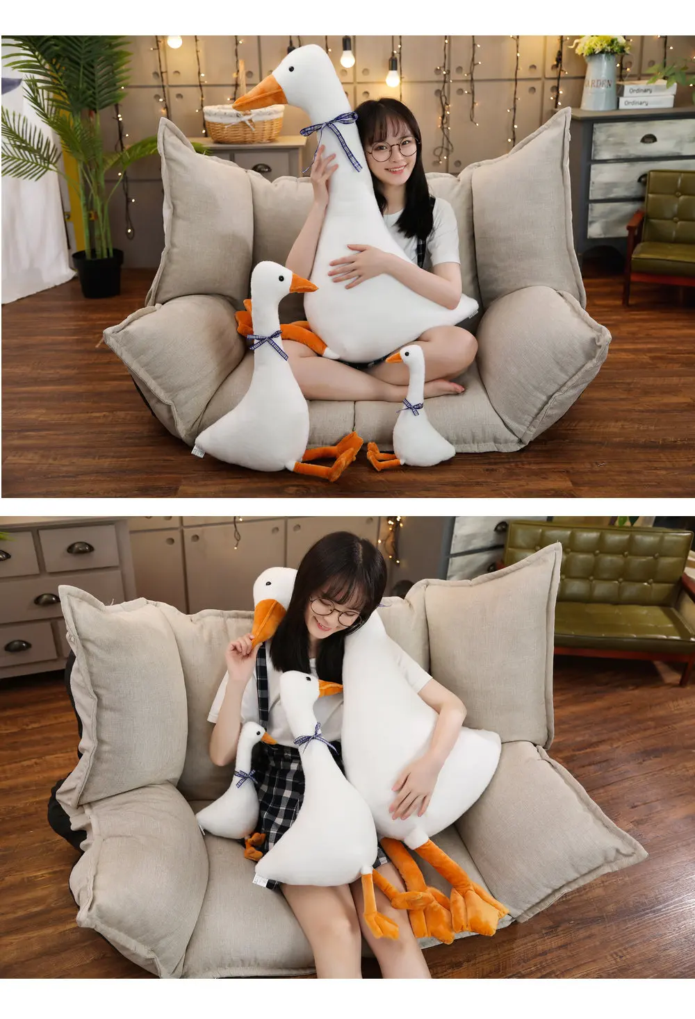 Ins популярная большая белая гусиная Подушка плюшевая игрушка милая для сна