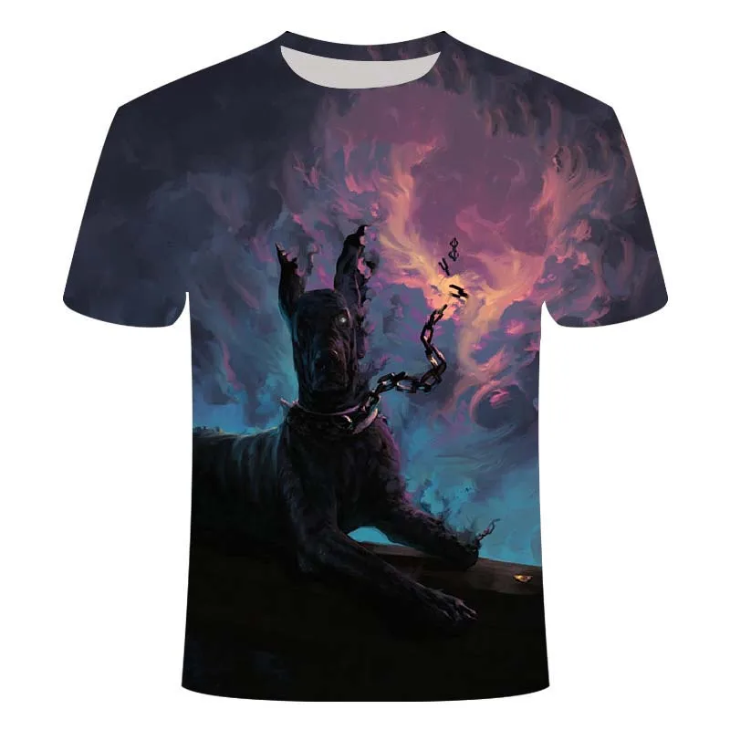 

Spring and summer 3D printing funny anime guilty dog T-shirt fashion casual men and women round neck short sleeves