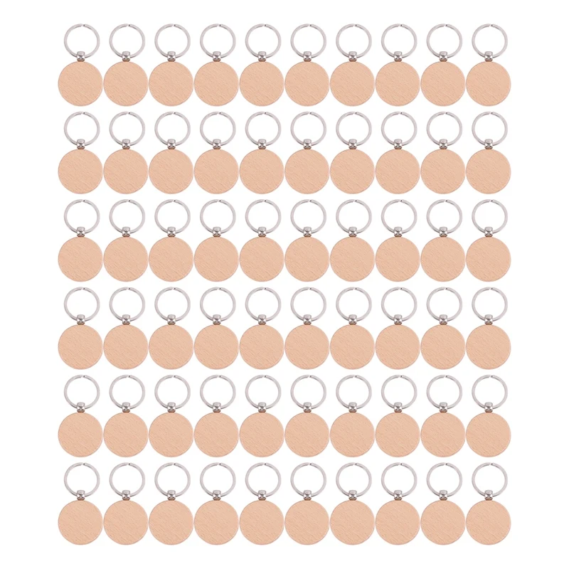 

Uclio 60Pcs Blank Round Wooden Key Chain Diy Wood Keychains Key Tags Can Engrave Diy Gifts