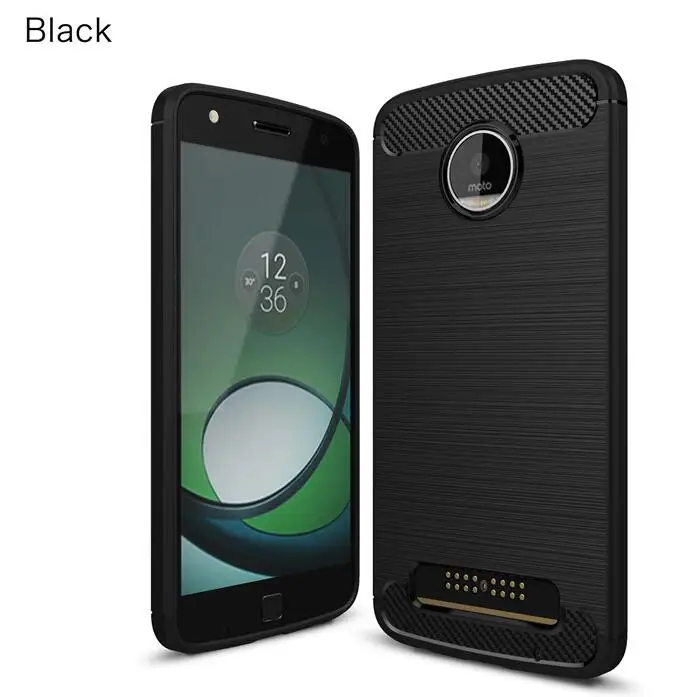 black Тонкий чехол из углеродного волокна для Motorola Moto Z Play XT1635, чехол для Motorola Moto G5 G5S G6 Plus G7 Play E4 E5 - Цвет: black