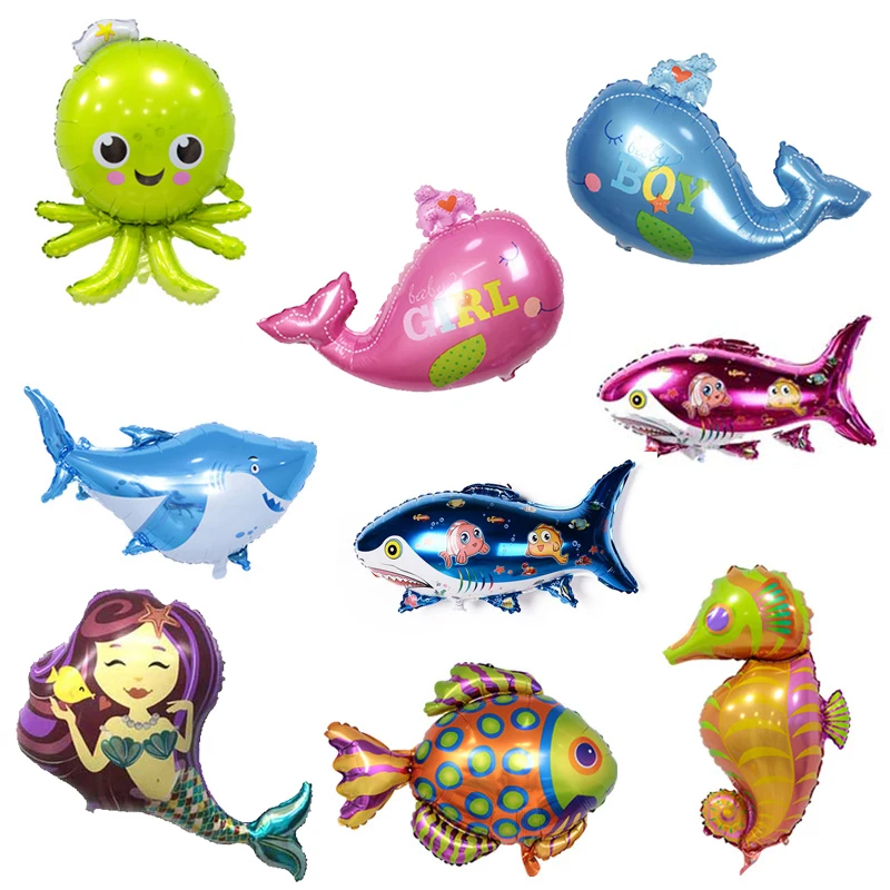 1 шт. новый большой шар из алюминиевой фольги в виде русалки дельфина украшения
