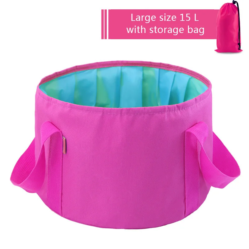 15L--Rose-red 8.5L 15L ультра-светильник, портативный, открытый, для выживания, складной умывальник, для кемпинга, для кемпинга, оборудование для выживания, военные дорожные наборы - Цвет: 15L--Rose-red